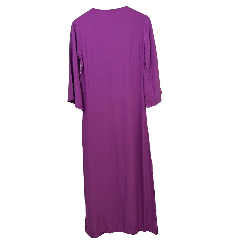 NEW Figue Dress Kaftan XS Purple Peacock Embroidered Maxi Spring Wedding Guest - Picture 8 of 14